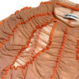 Mesh “peephole” crop top + ruffled skirt (set)