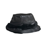 Genuine leather and fur bucket hat