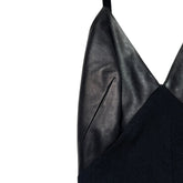 Leather and crepe maxi dress