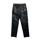 Leather logo zippered pant