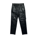 Leather logo zippered pant