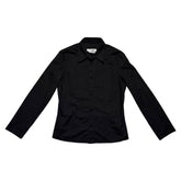 Cut off embroidered button down shirt