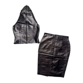 1999 massai leather top and skirt set