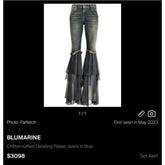 Chiffon ruffled flared jeans