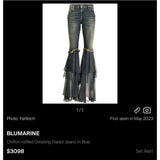 Chiffon ruffled flared jeans