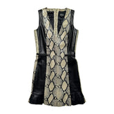 Leather python paneled dress