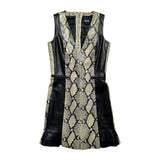 Leather python paneled dress