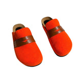 Felt wool slip on mules