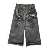 Nylon crinkled ultra wide pant