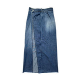 Zippered denim maxi skirt