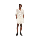 Cashmere crochet mesh button down