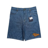 Western embroidered cotton chambray shorts