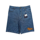 Western embroidered cotton chambray shorts
