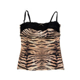 Animal print lace trim blouse