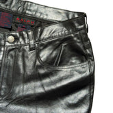 Metallic coated genuine leather pant