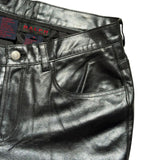 Metallic coated genuine leather pant
