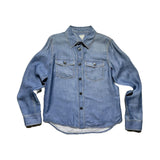 Silk trompe L’oeil Denim printed shirt