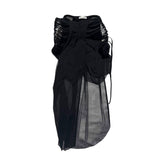 Mesh asymmetric cut out hip skirt