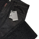 Crystal embellished waxed denim