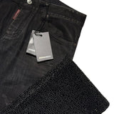 Crystal embellished waxed denim