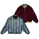 Reversible satin velvet souvenir bomber jacket
