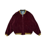 Reversible satin velvet souvenir bomber jacket