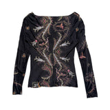 FW2004 leather trim graphic top