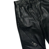 Leather logo zippered pant
