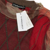 Layered mesh knit argyle sweater