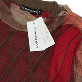 Layered mesh knit argyle sweater