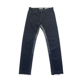 Leather paneled denim