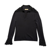 Archive beaded accent keyhole sweater