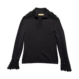 Archive beaded accent keyhole sweater