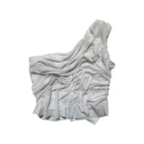 “Wet” look one shoulder crop top