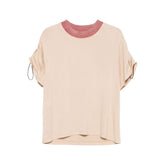 Ribbed neck cinch adjustable shirt