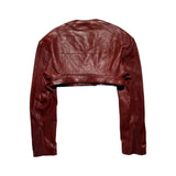 Cropped leather biker jacket