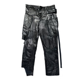 Leather patchwork deconstructed pant