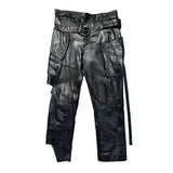 Leather patchwork deconstructed pant