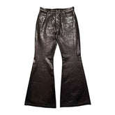 Flared waxed bronze denim
