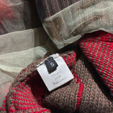 Layered mesh knit argyle sweater