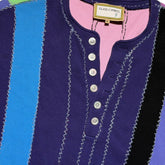 multicolor striped knit henley thermal