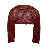 Cropped leather biker jacket