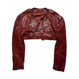 Cropped leather biker jacket