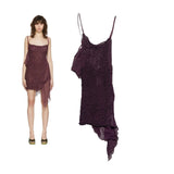 Chiffon ruffled asymmetric dress