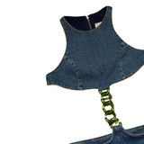Chan link denim bodysuit two piece
