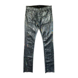 Limited Paint crackled metallic denim