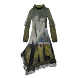 Mesh layered asymmetric dress