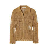 Metallic crochet knit cardigan