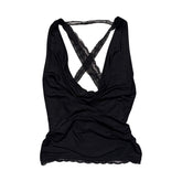 Plunge neck back lace cut out top