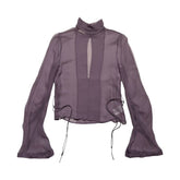 Silk flared sleeve conis blouse